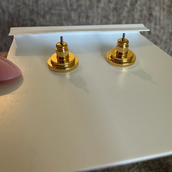 Tory Burch Turquoise and Gold Heart Stud Earrings - Picture 4 of 4